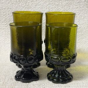 Set of 4 1970s Tiffin Franciscan Madeira Avocado Green Water Goblets